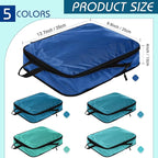 5 Pack Compression Packing Cubes for Travel Space Saving Cubes Luggage Organizer for Suitcase(Blue,M)