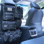 Universal Tactical Car Seat Back Organizer Bag Tactical Molle Vehicle Organizers Panel Vehicle Protector Organizers with 5 Detachable Pouches for Car (Black camo)