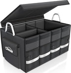 Oasser Trunk Organizer Cargo Organizer Trunk Storage Waterproof Collapsible Durable Multi Compartments with Foldable Hard Cover