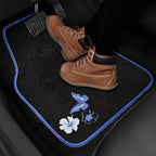 CAR PASS Universal Fit Embroidery Butterfly and Flower Car Floor Mats, Blue Car Floor Mats Fit 95% Automotive,SUVS,Sedan,Vans