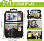2PCS Backseat Car Organizer with Foldable Tray-9+2 Pockets Car Organizer and Storage,Car Seat Back Protector Road Trip Essentials Storage Caddy/Stuff for Cars/Truck/SUV Christmas Gifts