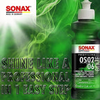 SONAX Glaze OS 02-06 247141 | All-in-One Car Polish for Scratch Removal, High-Gloss Finish & Ceramic Protection | SiO2-Based 6-Month Durability | Hologram-Free Results for All Paint | 250ml