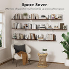 Floating Shelves for Wall, 15.7W x 8D Wide Bookshelf with Brackets Set of 3, Wood Wall Mounted Shelves for Living Room, Kitch