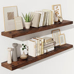 Fun Memories 55 Inch Floating Shelves for Wall, Fireplace Mantel Shelf with Invisible Heavy Duty Bracket, 8 Inch Deep Storage