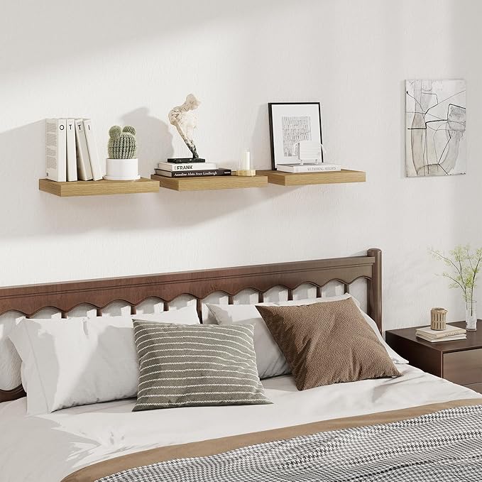 Fun Memories 12 Inch Deep Floating Shelves, 16 x 12 Wooden Wall Shelves, Extra Deeper & Thicker Rustic Wall Mounted Storage S