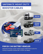 SAFEMATE 00 Gauge 30 FT Heavy Duty Jumper Cables - 1500Amp Booster Jumper Cable for Car, SUV and Trucks Battery - Quick Connect, Blue