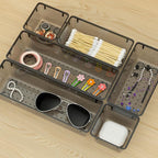 WOWBOX 12 Pack Clear Drawer Organizer Set, Acrylic Drawer Storage Trays, Storage Bins for Makeup, Cosmetics, Jewelries, Utens