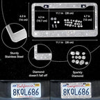 CAR PASS 30 PCS Bling Diamond Car Accessories Set for Women, Bling Steering Wheel Covers 15 Inch, Shining Rhinestone License Plate Frame, Sparkly Phone Holder, Cute Interior Set Decorations, Silver