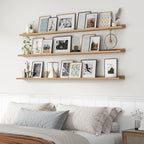 Axeman 72 Inch Floating Shelves | Oak Picture Ledge Shelf Set of 3 | Rustic Wood Wall Shelves with Lip | 72" Oak Picture Shel