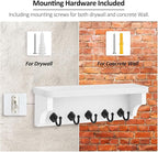 Nekon Key Holder for Wall, 11.8" W x 3.5" H x 2.8" D Decorative Key Organizer with Floating Shelf, Wall Mount Key Rack with 5