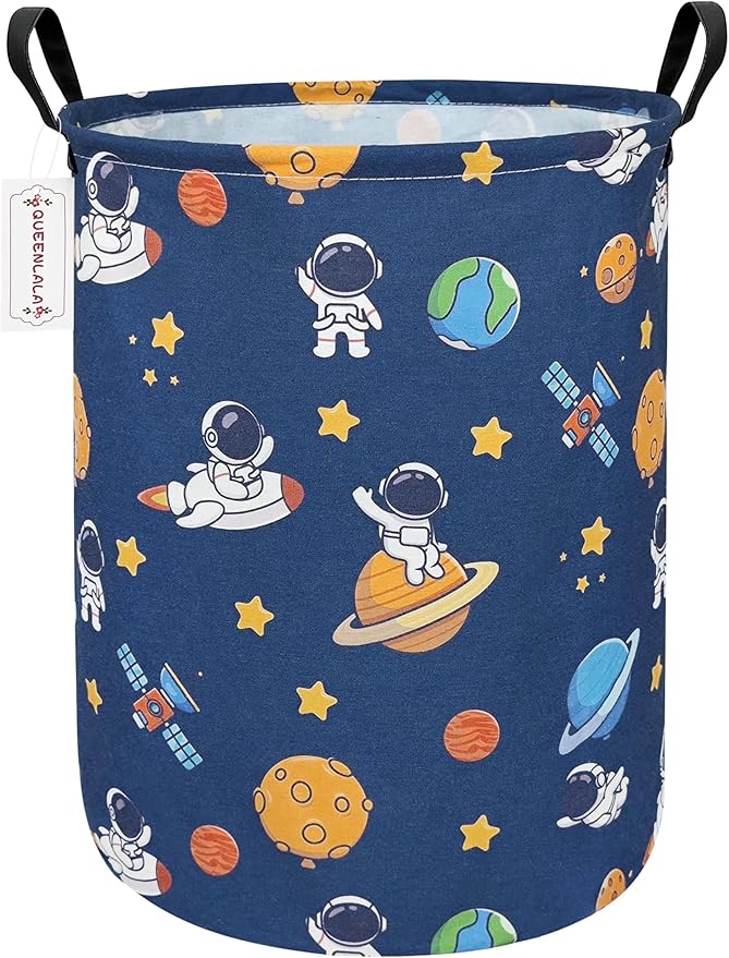 QUEENLALA Large Storage Basket,Laundry Hamper/Bathroom/Home Decor/Collapsible Round Storage Bin,Boys and Girls Hamper/Boxes/C