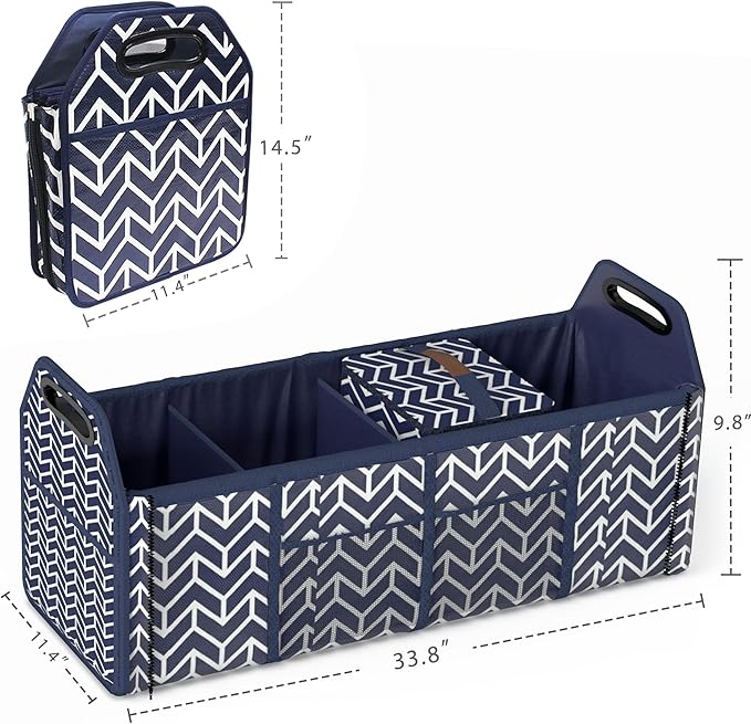 Trunk Organizer for car, Foldable Car Storage Bag Portable Insulation Cooler Bag Collapsible Vehicle Organizer Divider Storage