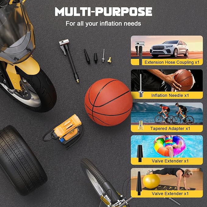 Cordless Tire Inflator Air Compressor Compatible With Dewalt 20V Battery: LIVOWALNY Portable Handheld Air Pump with Digital Pressure Gauge for Cars Motorcycles Bikes Sport Balls Auto