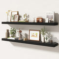 48 Inch Floating Shelves | 6.5 Inch Deep Black Floating Shelves Set of 2 | 48" W x 6.5" D Rustic Black Wood Wall Shelves with