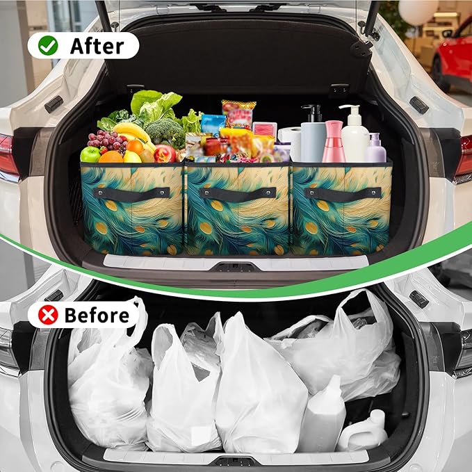 Reusable Grocery Bags Heavy Duty Shopping Bags Foldable Large Tote Bags with Long Handles & Hard Bottom