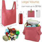 BeeGreen Pink Reusable Grocery Bags with Elastic Band Pink Reusable Shopping Bags Bulk 50LBS X-Large Foldable-Machine Washable-Heavy Duty 10 Pieces