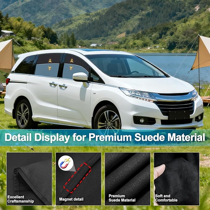 ZATOOTO Car Window Shades Custom Fit for Honda Odyssey 2020-2024 4-Pack Car Window Covers with 100% UV Protection and Total Blackout Privacy Heat Insulation for Family Travel Baby and Pet Safety