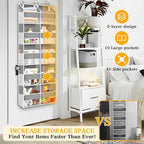 2 Pack Over The Door Organizer 5 Tiers, Extra Large Behind Door Storage of 10 Compartments, 80 lbs Weight Capacity Over Door 