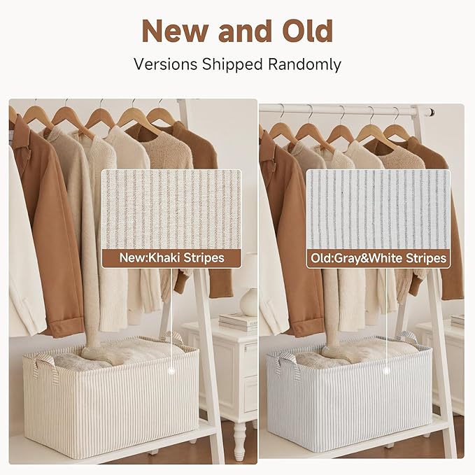 StorageWorks Storage Bins, Fabric Storage Bins for Shelves, Large Storage Baskets with Metal Frame, Closet Baskets and Bins w