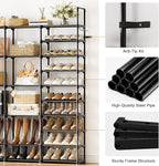WOWLIVE 4 Row 10 Tiers Extra Large Shoe Rack Big Tall Metal Shoe Shelf, Heavy Duty Organizer for Closet Entryway, Boot Rack S