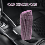 iplusmile Car Trash can Rhinestone Inlaid Multi-Compartment Auto Garbage Bin 7.87 Inch Compact Vehicle Trash can for Car Cup Holder and Office Use