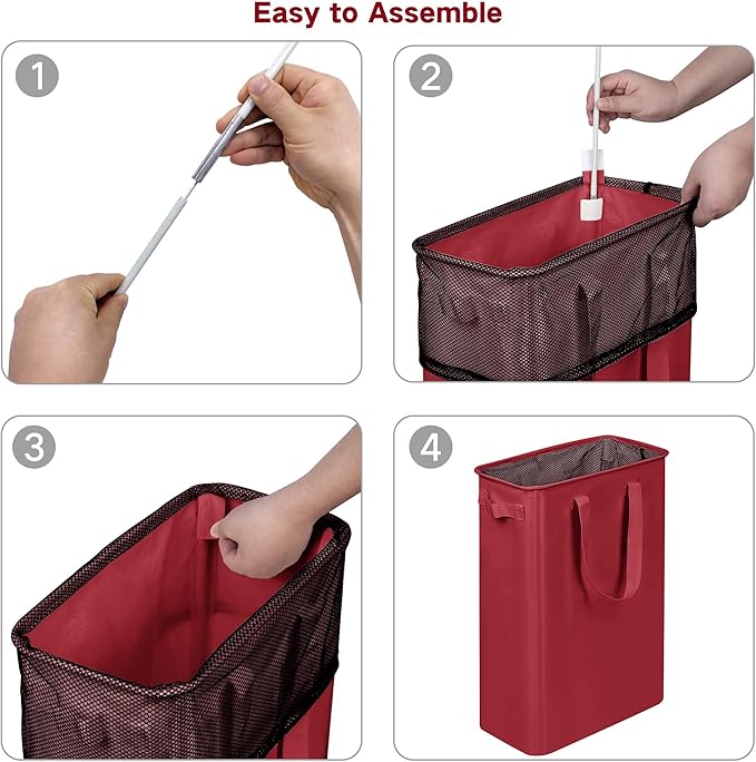 efluky Slim Laundry Basket, Narrow Laundry Hamper with Handles, Collapsible Dirty Clothes Hamper, Tall Laundry Bin for Laundr
