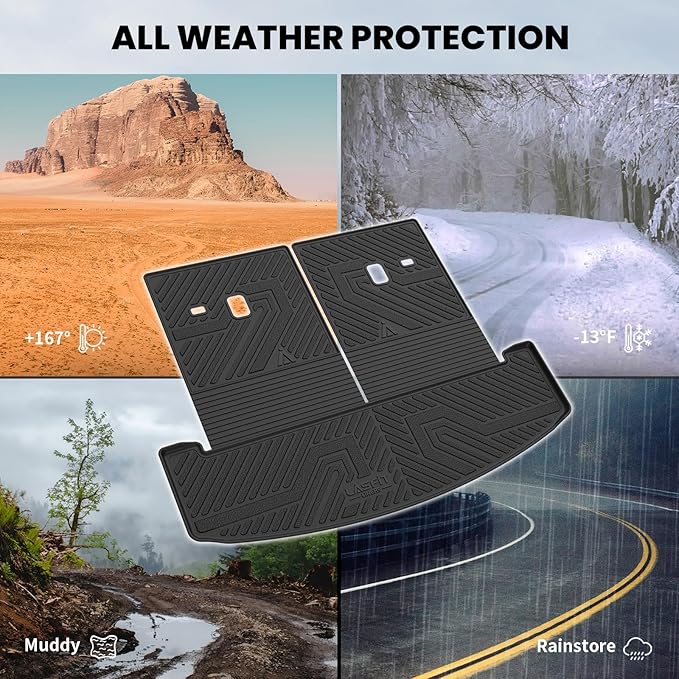 Lasfit Cargo Mat & Backrest Mats for Hyundai Santa Fe 2026 2025 2024 (Fit Gas & Hybrid), All Weather TPE Custom Fit Car Mats Trunk Mats Cargo Liners Accessoires, Black
