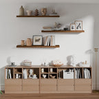 ROGMARS 36 Inches Long Walnut Floating Shelves,Rustic Solid Wood Farmhouse Wall Shelves with Invisible Brackets for Bathroom,