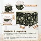 Vintage Floral Botanical Storage Box Bins, Art Nouveau Plant Flower Aesthetic Collapsible Storage Basket Organizer for Bedroo