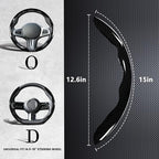 Car Steering Wheel Cover, 3 Piece Bright Carbon Fiber Steering Wheel Covers, Non-Slip Steering Wheel Cover Protector, Great Grip, Universal Car Accessories Decoration for 14.5-15 inch (Black)