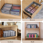 Zilink Upgraded Underwear Drawer Organizer with Support Board, Clear Drawer, 7 Grids Divider, Sock Organizer for Closet, Nurs