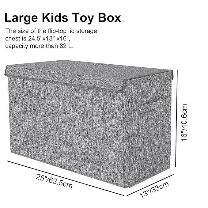 VERONLY Collapsible Toy Storage Bin with Lid, 82L Large Capacity - Gray Neutral Space-Saving Organizer for Playroom, Bedroom 