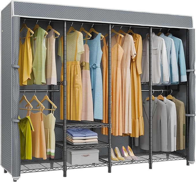 VIPEK V40C Covered Clothes Rack Heavy Duty Clothing Rack with Cover, Custom Freestanding Closet Portable Wardrobe Closet for 