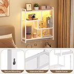 HOOBRO Gaming Floating Shelves with LED Lights, 28.7" LED Wall Mounted Shelf, 4-Tier Floating Wall Shelf for Storage, Display