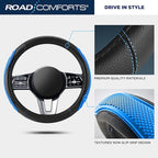 Road Comforts Car Steering Wheel Cover - Microfiber Leather Steering Wheel Wrap Sports 14.5-15 Inch Steering Wheel Cover Non-