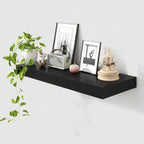 30 Inch Floating Shelves | 12 Inch Deep Black Floating Shelves | 30" W x 12" D Rustic Wood Shelves for Wall | Deep Black Shel