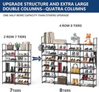 Mavivegue Extra Large Shoe Rack, 8 Tier 4 Rows 72-76 Pairs Big Tall Metal Shoe Shelf,Big Boot Rack Storage Organizer for Gara