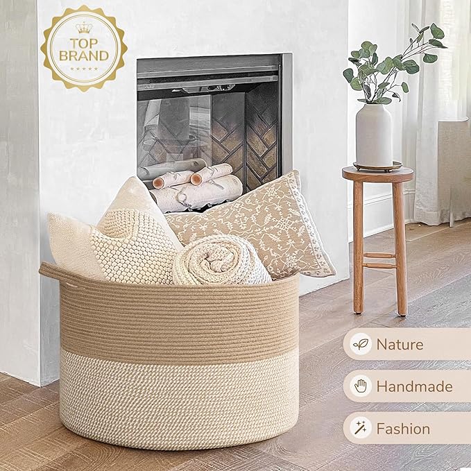 INDRESSME 115L Extra Large Woven Baskets for Storage, Wicker Basket for Living Room Decor Laundry Baskets for Blankets Clothe