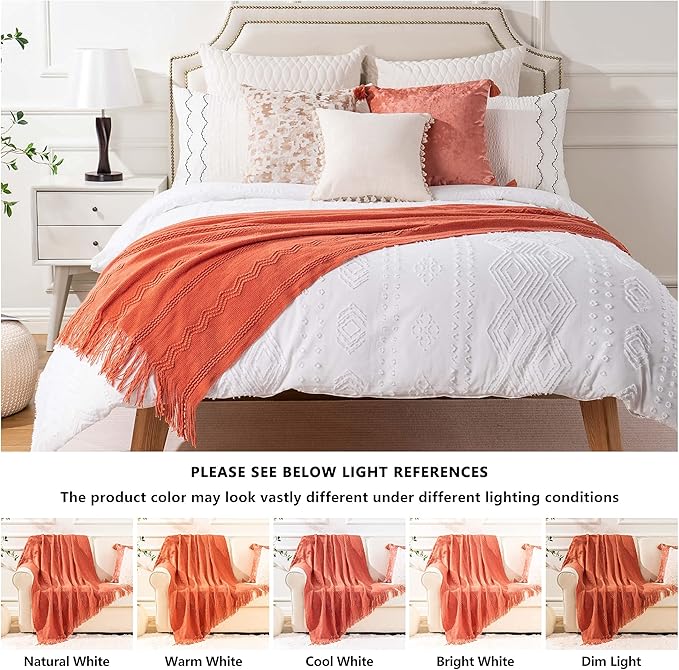 BATTILO HOME Orange Fall Throw Blanket for Couch Sofa, Knitted Decorative Blankets Throws Halloween Throw Blanket Fall Decora