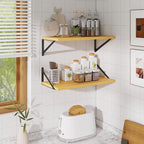 Deep Floating Shelves,24" Wx10 D Floating Shelf for Wall Set of 2,Hanging Storage Shelf with Metal Brackets,Wide Display Wall