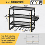 YYR 4 Layer Power Tool Organizer Wall Mount, Cordless Drill Hanger Storage Rack, Battery Tools Holder with Charging Station S