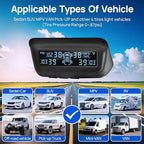Tire Pressure Monitoring System, RV/Trailler TPMS with Solar Charging & Auto Calibration, M13 LCD Display tpms 4 sensors (0-87PSI)