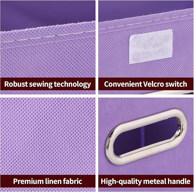 STOREONE Fabric Storage Cube Bins Foldable Organizer Container Collapsible Basket with Lids and Metal Handles, for Home, Bedr
