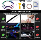 Dreamcolor Acrylic Interior Car LED Strip Light with USB/Type C/4-Port USB Cigarette Lighter,RGB 55.1 inch Ambient Lighting Kits, Sound Active Function Neon Led Strips for Car