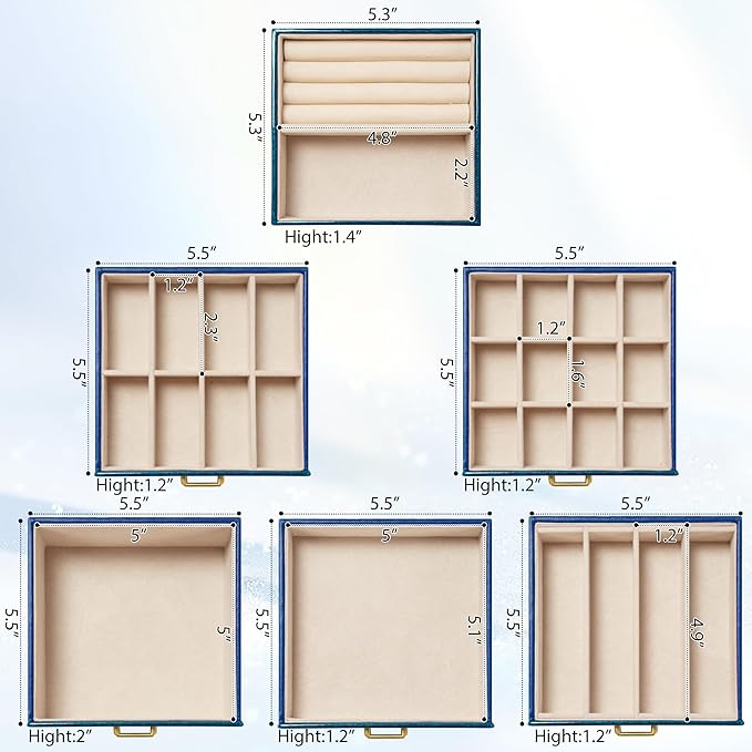 AKOZLIN 6-Tier Jewelry Box Lockable Leather Jewelry Storage Case with 5 Drawers for Women Girls Ring Necklace Earring Bracele