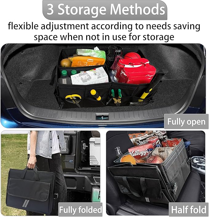 YOSRTER for Dodge Charger Durango Challenger Ram Car Trunk Organizer Collapsible Storage Box with Handle Foldable Lid Non