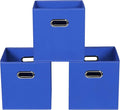 Dark Blue Fabric Storage Bins, Set of 3, 11x11x11, Foldable Cube Bins for Cloth or Accessory Storage
