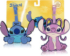 Disney Stitch Luggage Tag 2 Piece Set | Stitch & Angel Kids Luggage Tags for Suitcases | 4.25" Travel Essentials Cruise Ship 