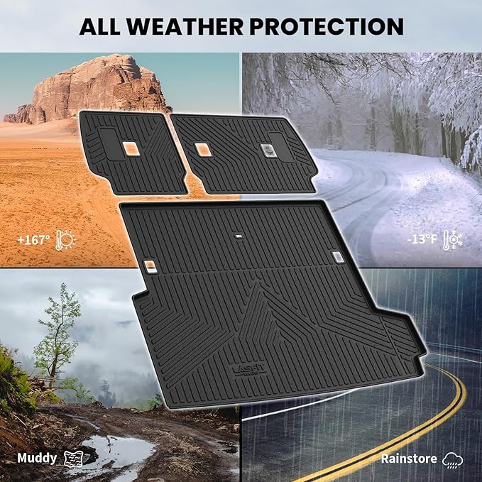 LASFIT Cargo Mat & Backrest Mats for Toyota 2025-2026 4Runner Hybrid(Not Fit Gasoline), All Weather TPE Custom Fit Easy Clean Trunk Mat for 4 Runner 2025 2026 6th gen Hybrid Trunk Mat, Black