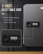 Uniclife 20 Position Key Cabinet with Combination Lock Resettable Black Digital Security Storage Box Steel Key Organizer with